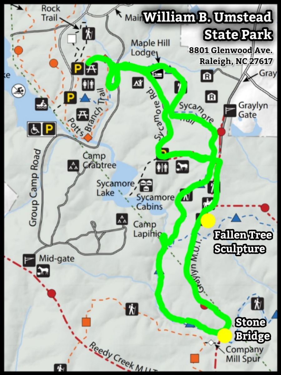 Map of Sycamore Trail at William B. Umstead State Park